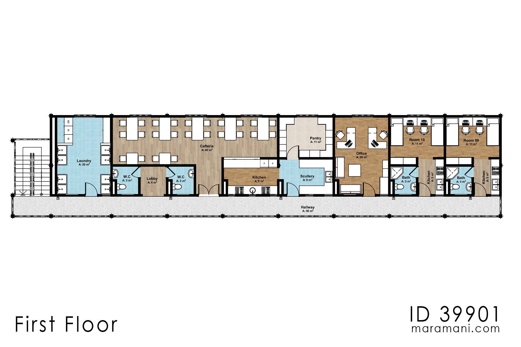 18 Bedroom Hostel Design - ID 39901