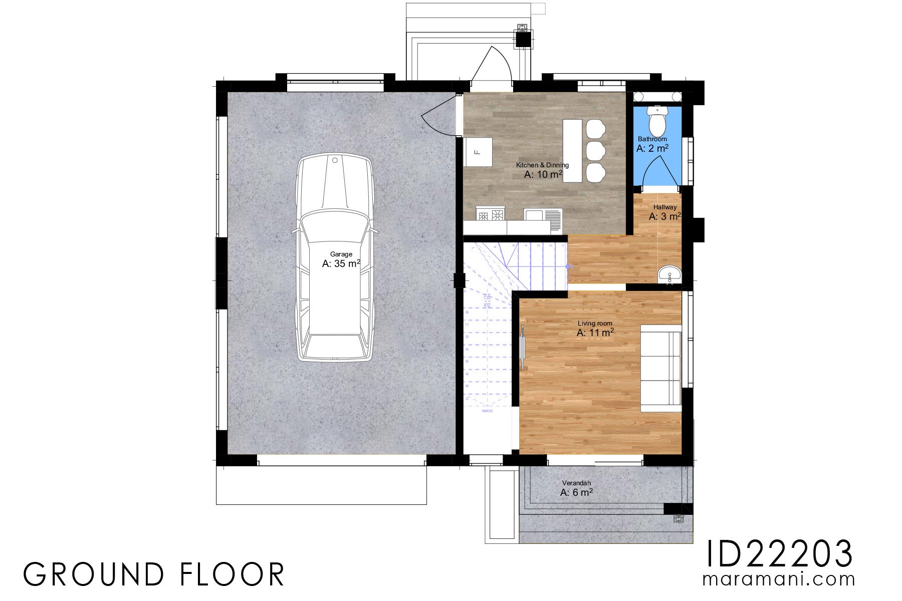 2 -Storey 2 Room House Plan - ID 22203