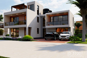 3 Bedroom House plan with roof terrace - ID 33301