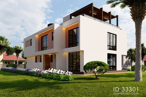 3 Bedroom House plan with roof terrace - ID 33301 - Design by Maramani