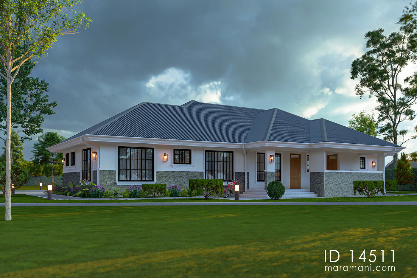 4-bedrooom modern bungalow house - ID 14511 - Plans by Maramani.com