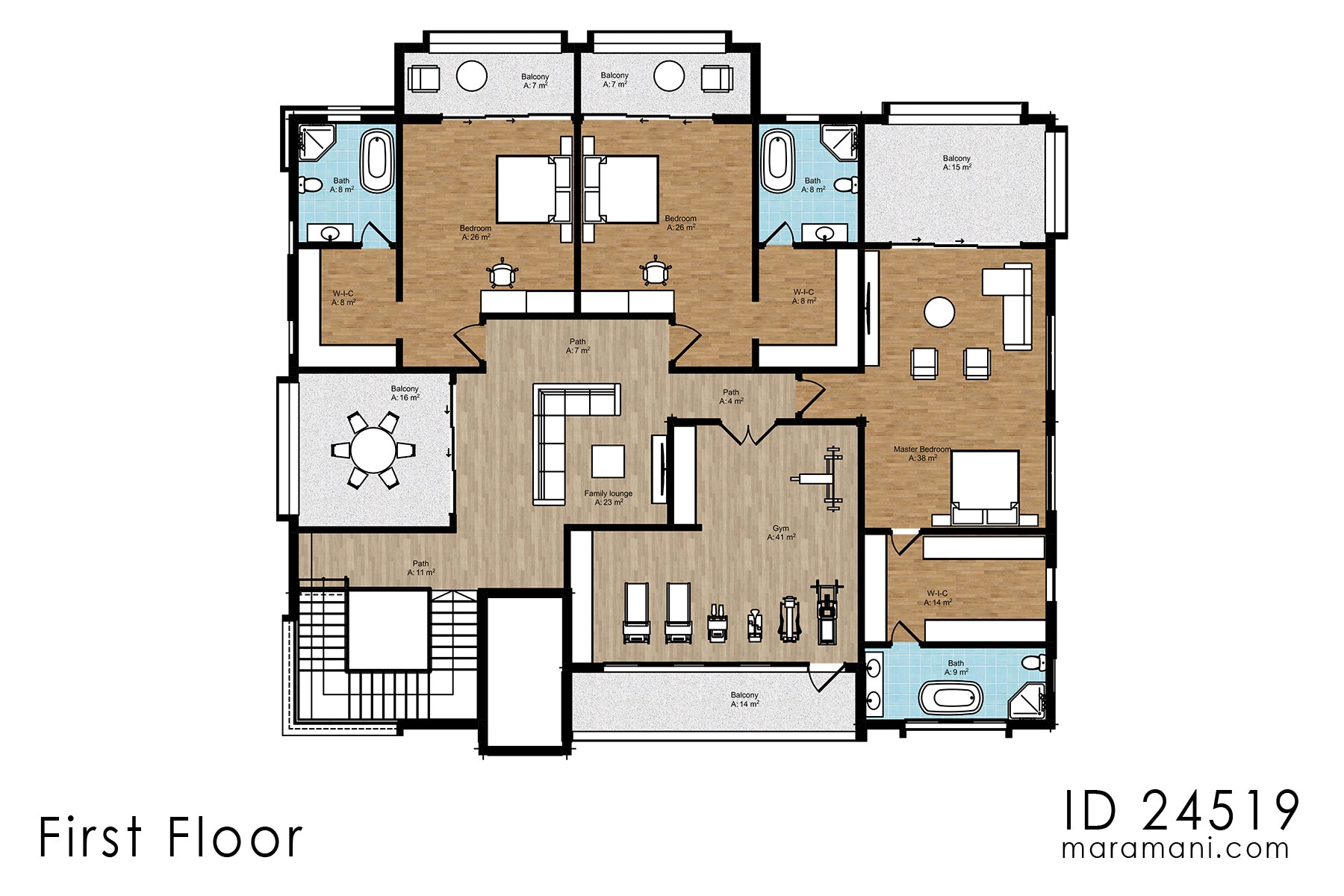 Contemporary 4-bedroom house plan - ID 24519