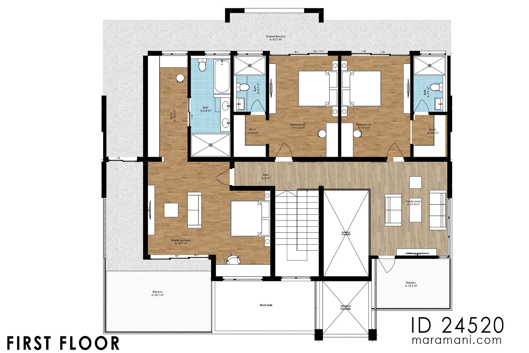 Contemporary 4 Bedroom 5 Bath Plan - ID 24520