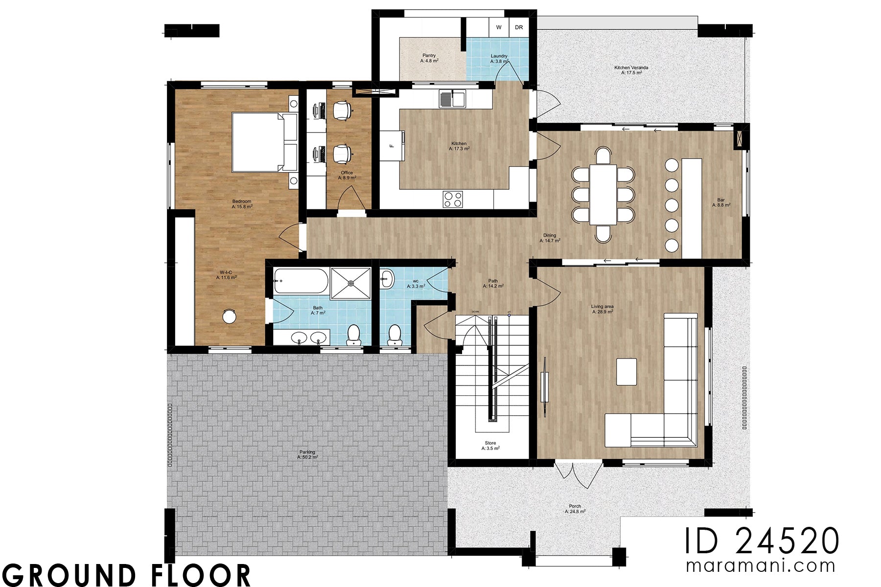 Contemporary 4 Bedroom 5 Bath Plan - ID 24520