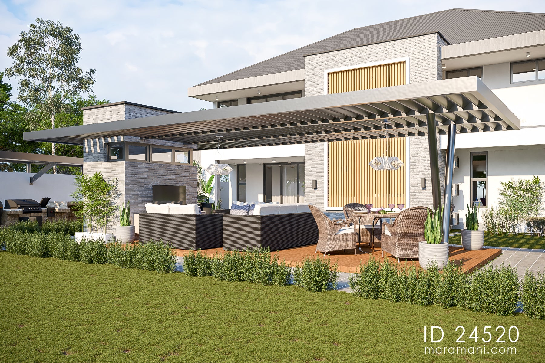 Contemporary 4 Bedroom 5 Bath Plan - ID 24520