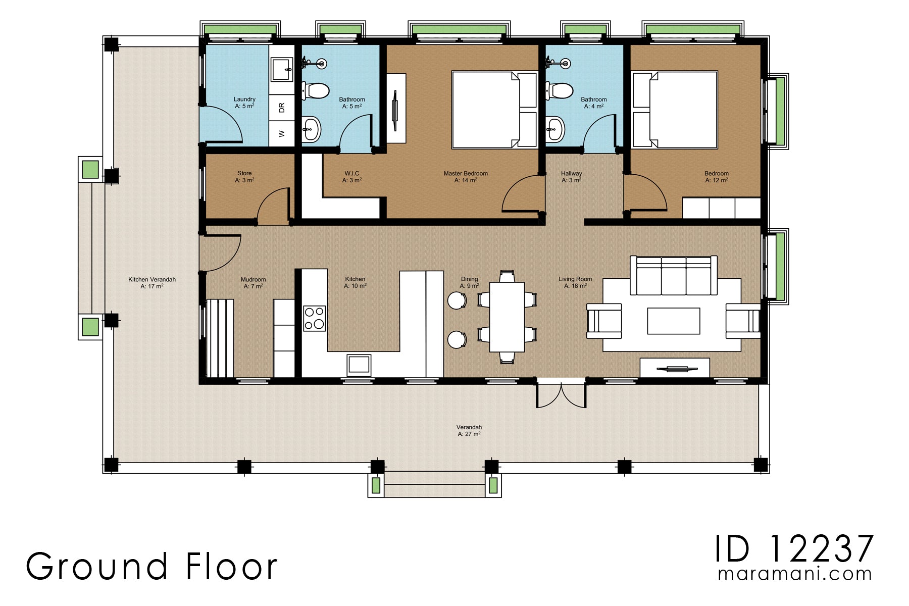 Spacious and Functional Single-Story Family Home Plan-ID 12237