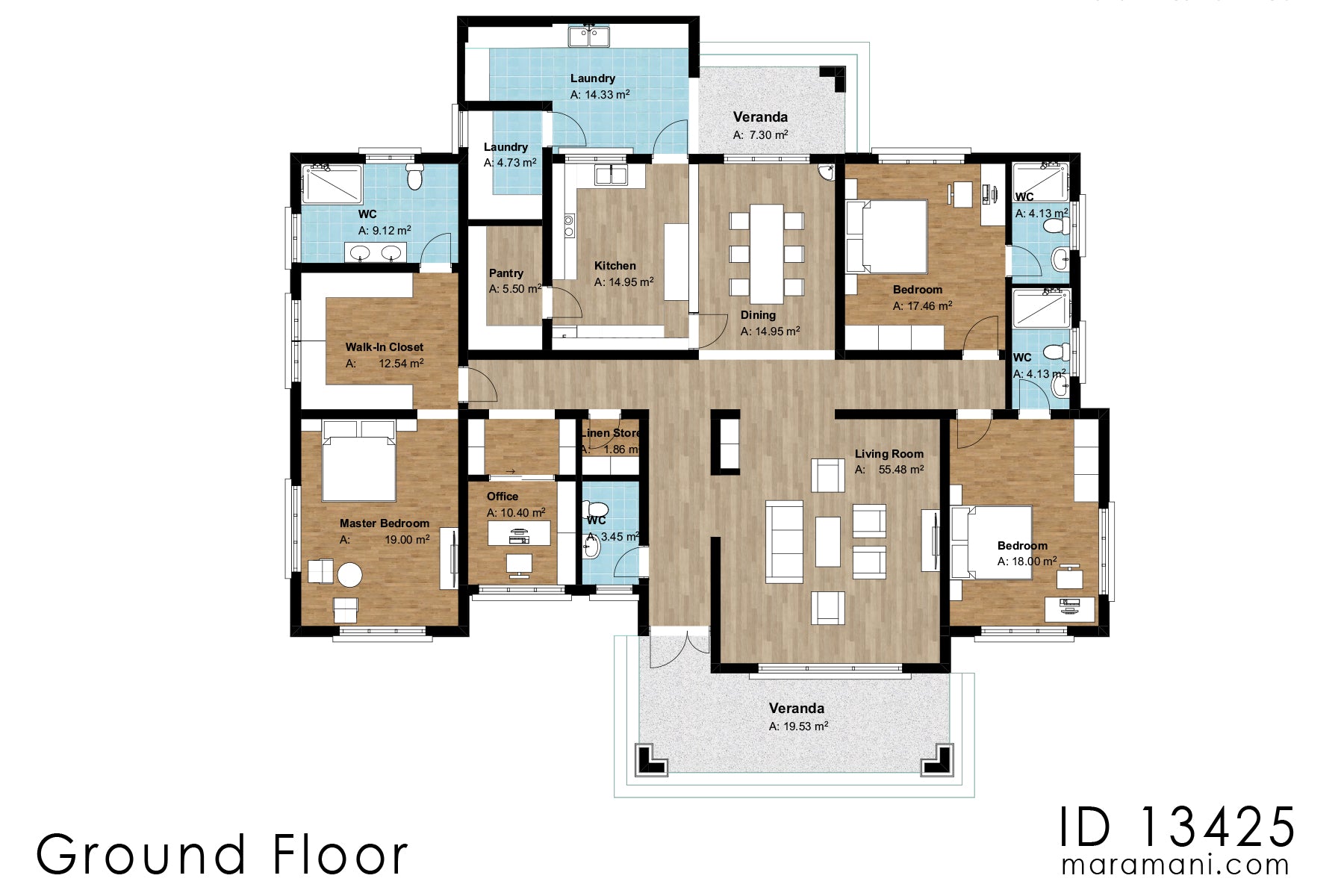 3 Bedroom Single-Story House Plan - ID 13425