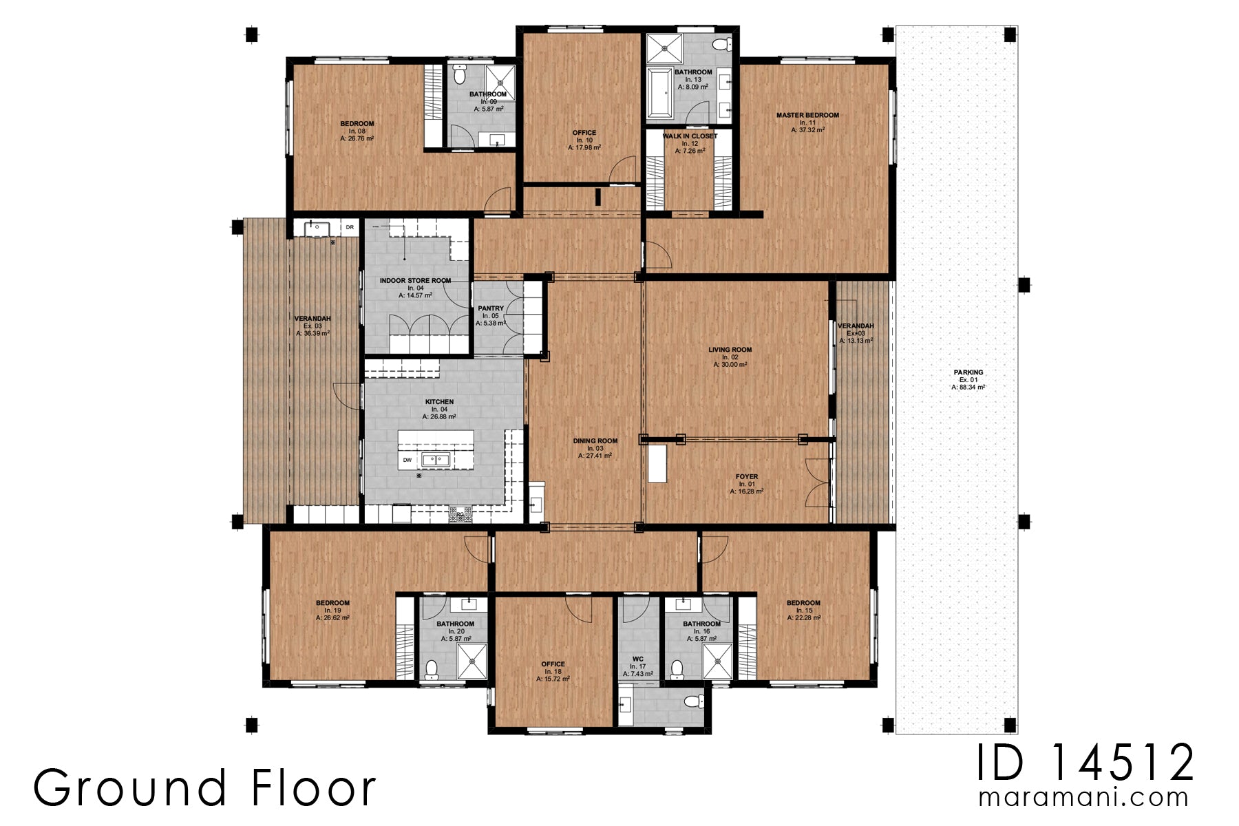 Spacious 4-Bedroom 5 Bathrooms House Plan - ID 14512