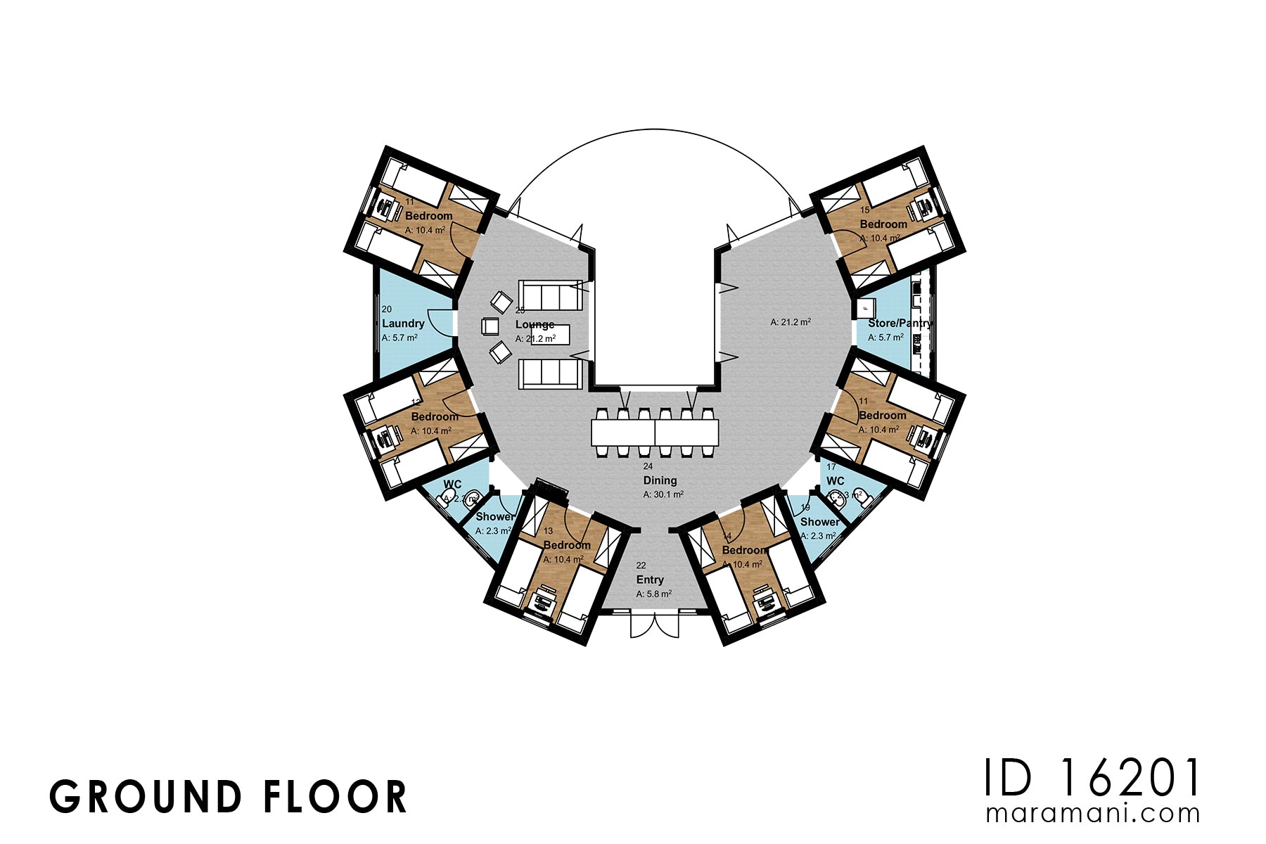 Spacious 6-bedroom house plan -ID 16201