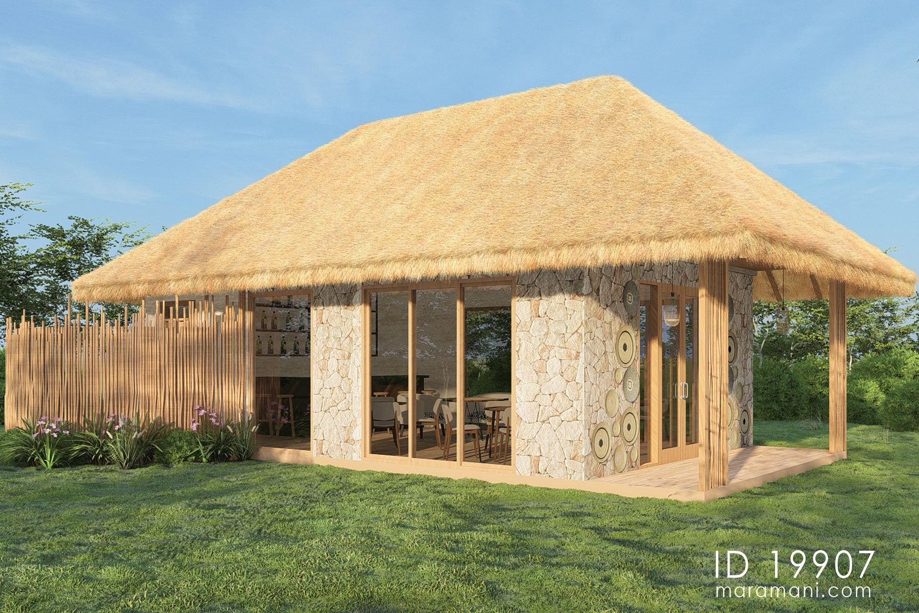 Thatched Roof Lodge Design - ID 19907