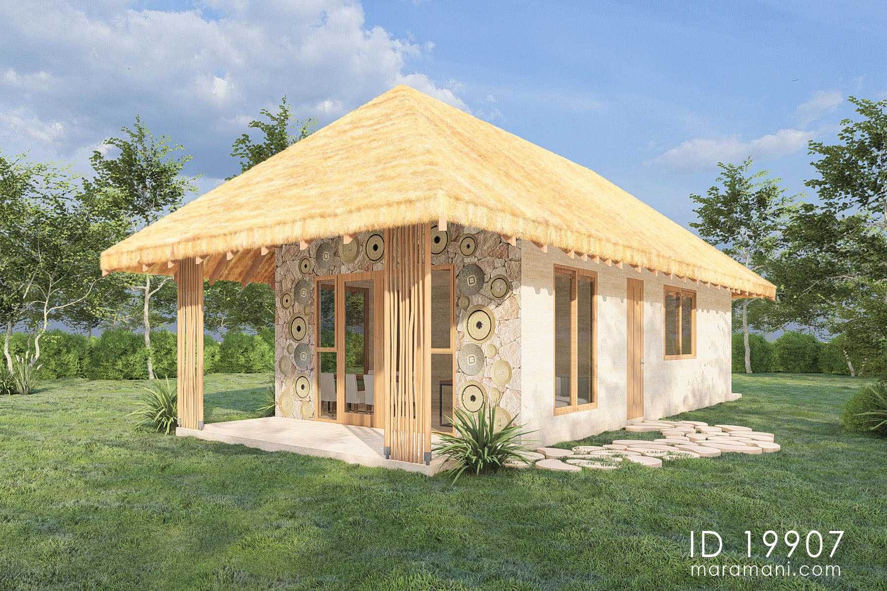 Thatched Roof Lodge Design - ID 19907