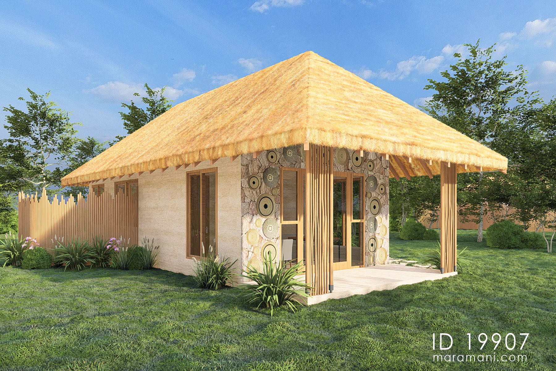 Thatched Roof Lodge Design - ID 19907