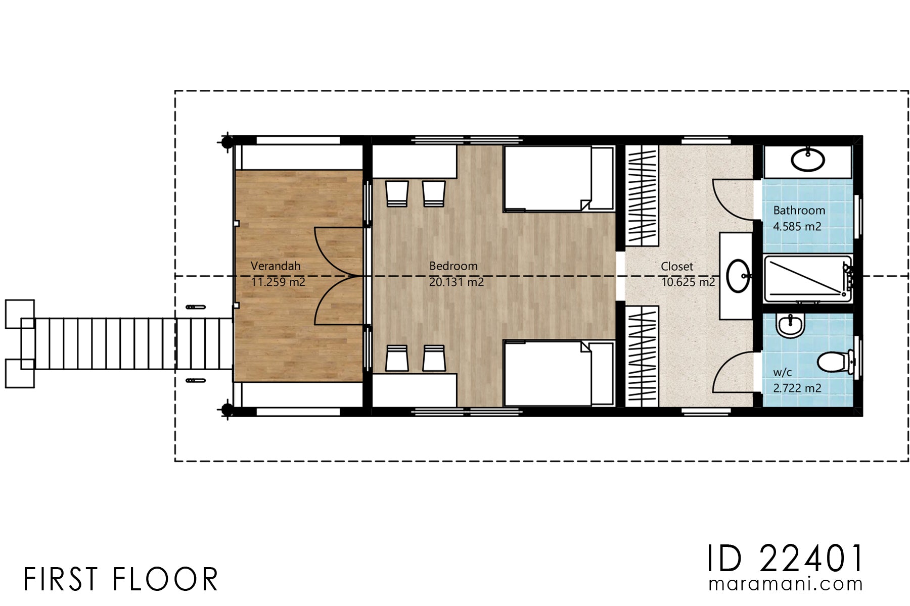 Two-Storey 2 Bedroom House Plan - ID 22401