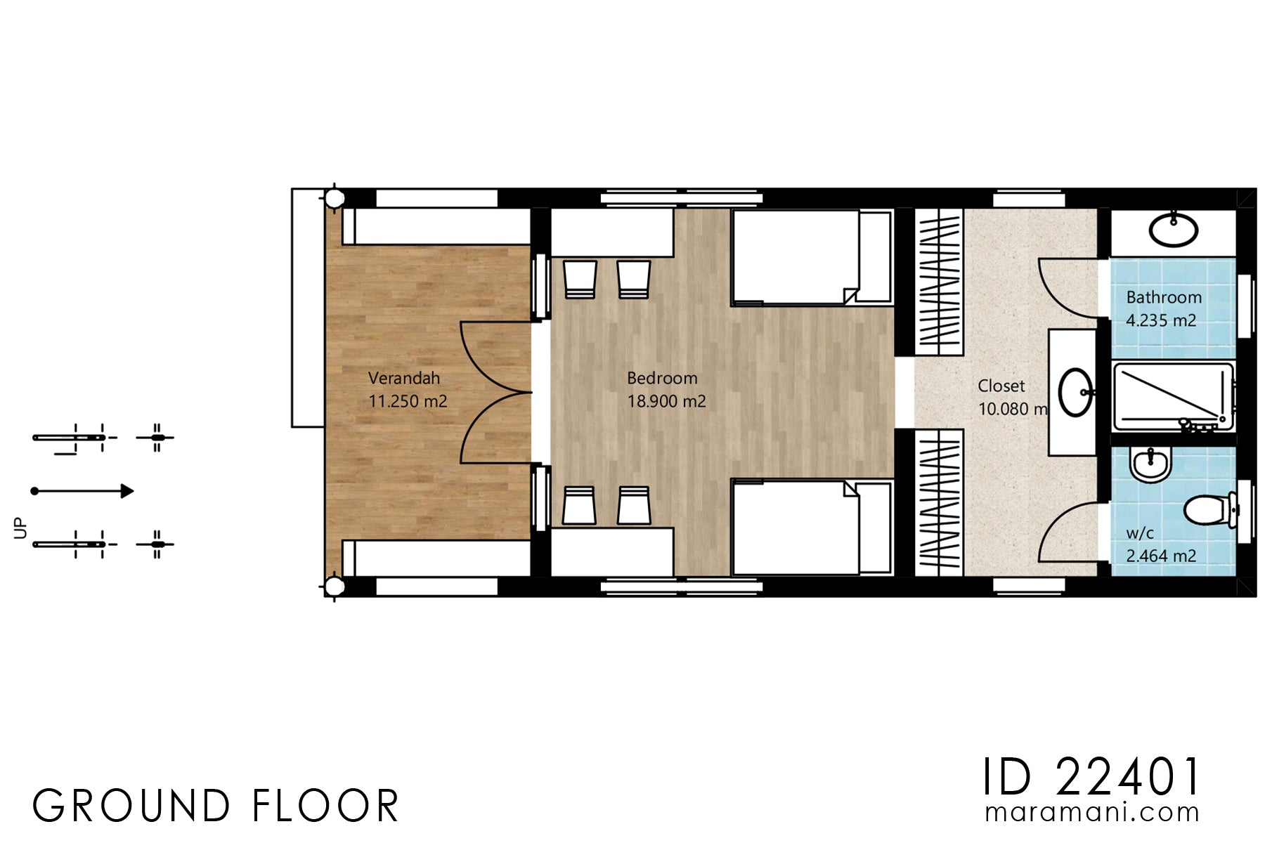 Two-Storey 2 Bedroom House Plan - ID 22401