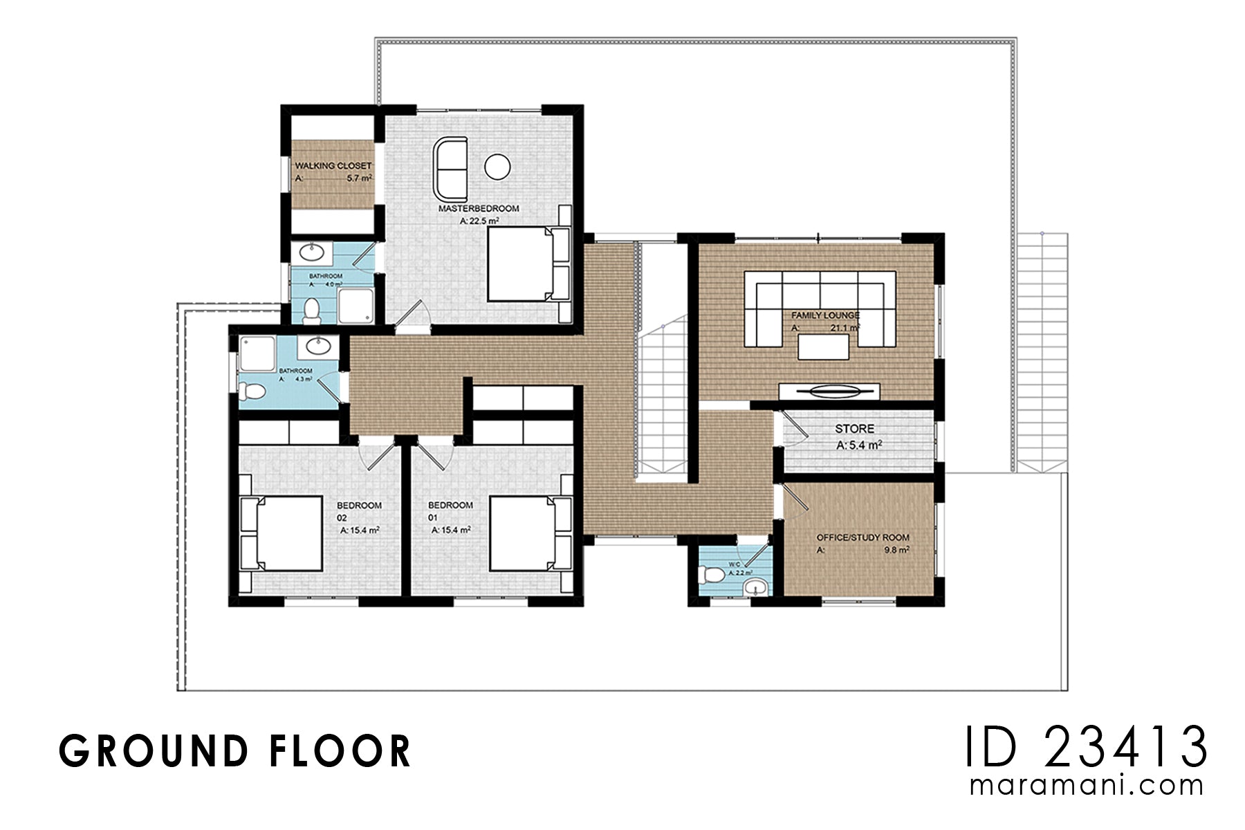 3-bedroom  two-story house plan -ID 23413