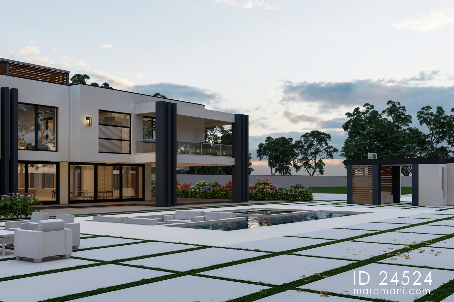 Luxury 4-Bedroom Contemporary House Plan – ID 24524