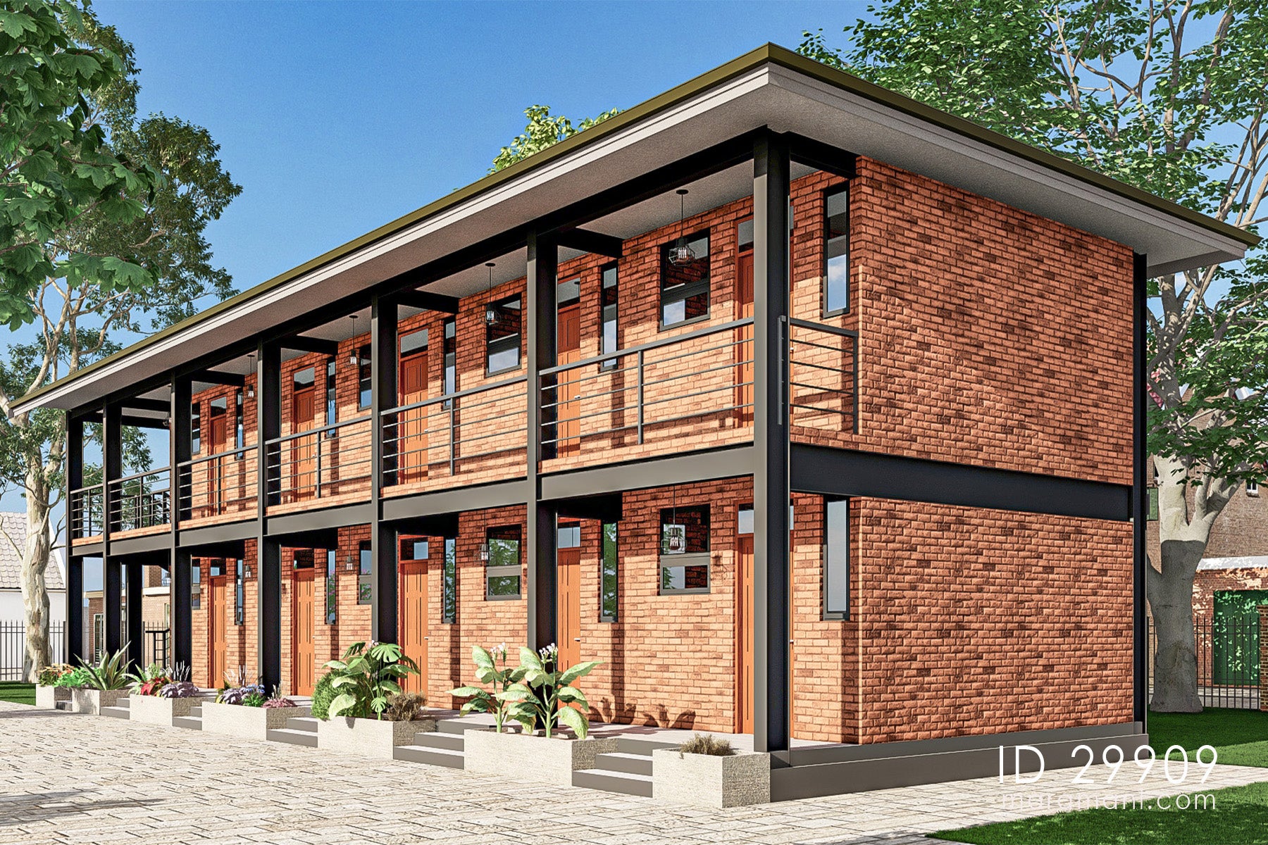 10-Bedroom Multi-Unit Residential Building Plan - ID 29902