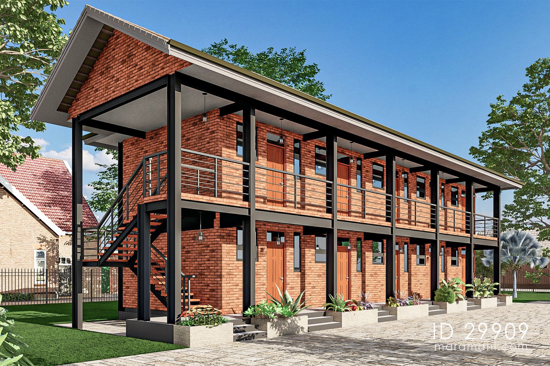 10-Bedroom Multi-Unit Residential Building Plan - ID 29902