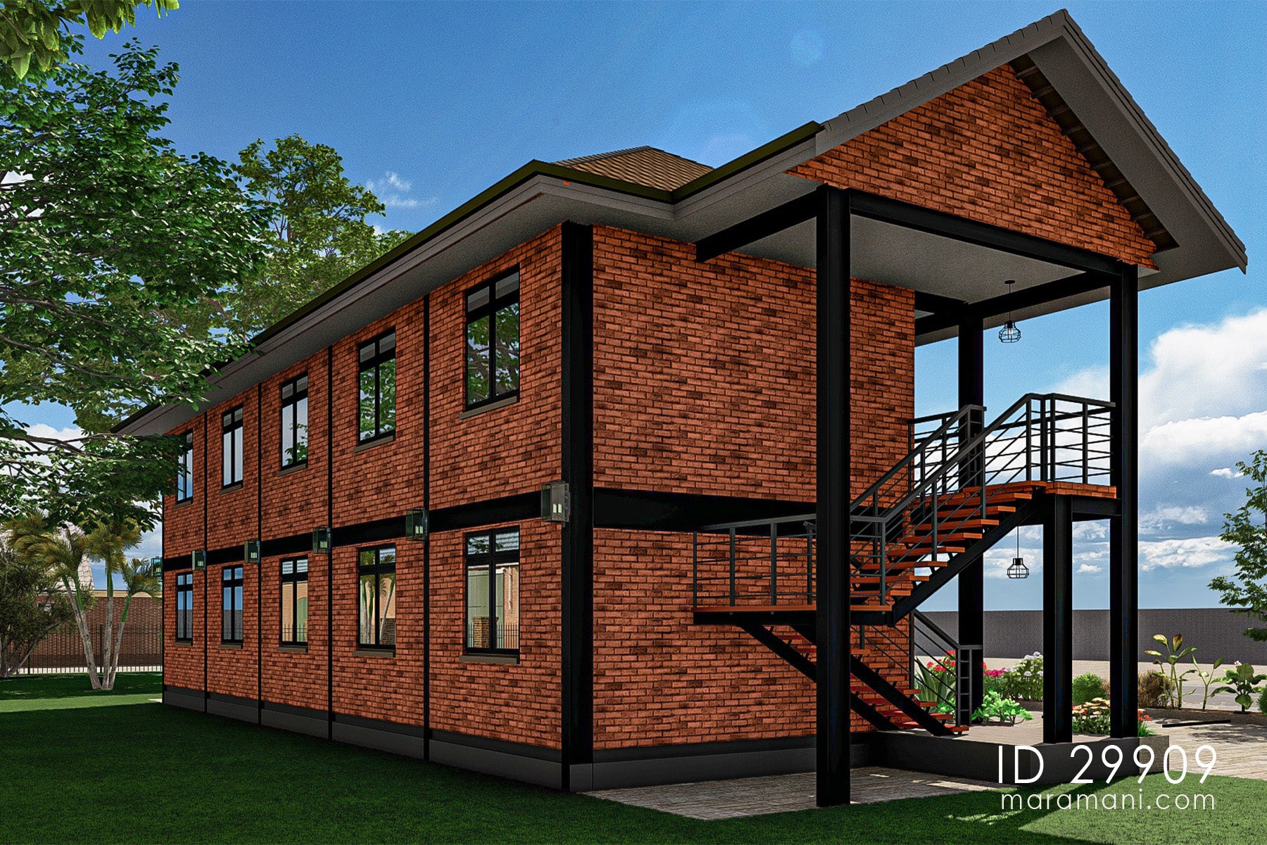 10-Bedroom Multi-Unit Residential Building Plan - ID 29902