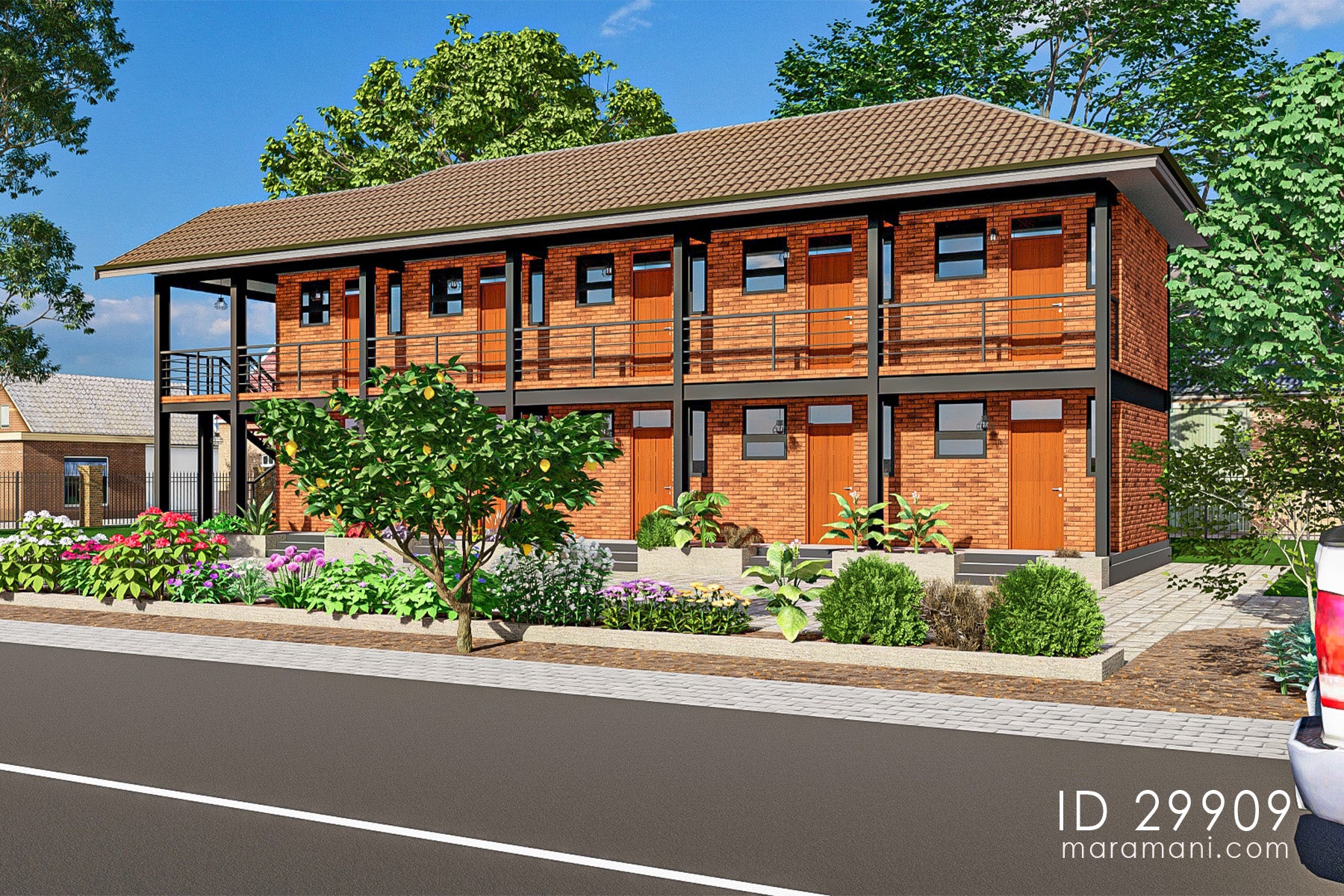 10-Bedroom Multi-Unit Residential Building Plan - ID 29902