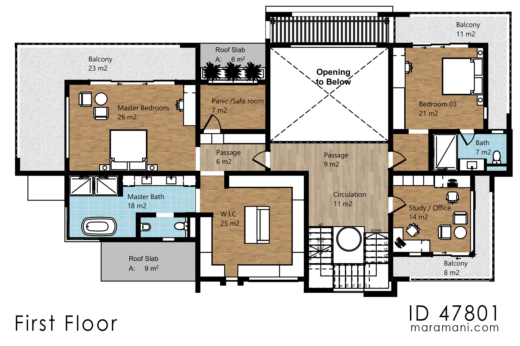 Elegant 7-Bedroom, 4-Story Luxury House Plan – ID 47801