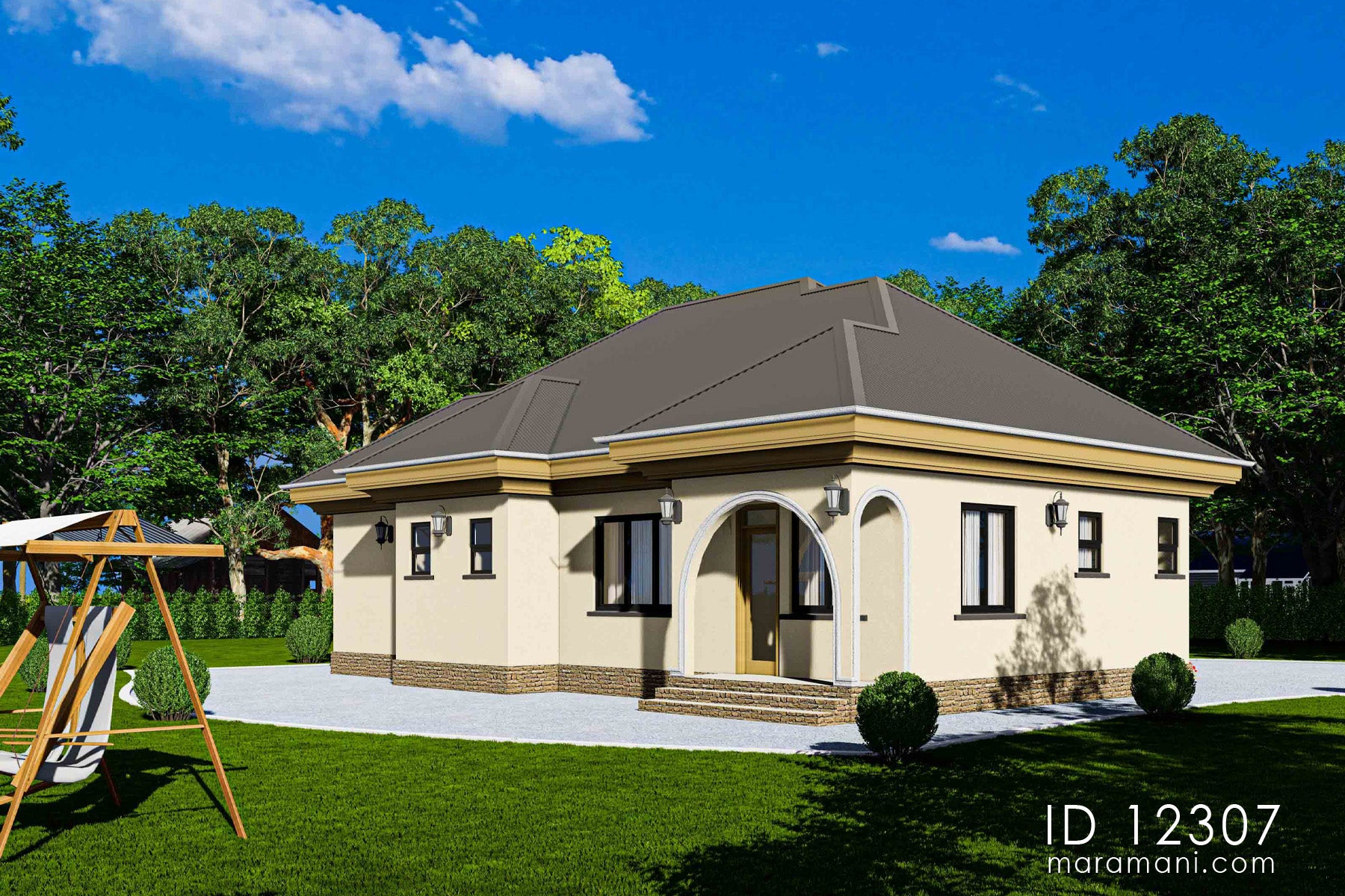 Modern affordable 2-bedroom house plan - ID 12307