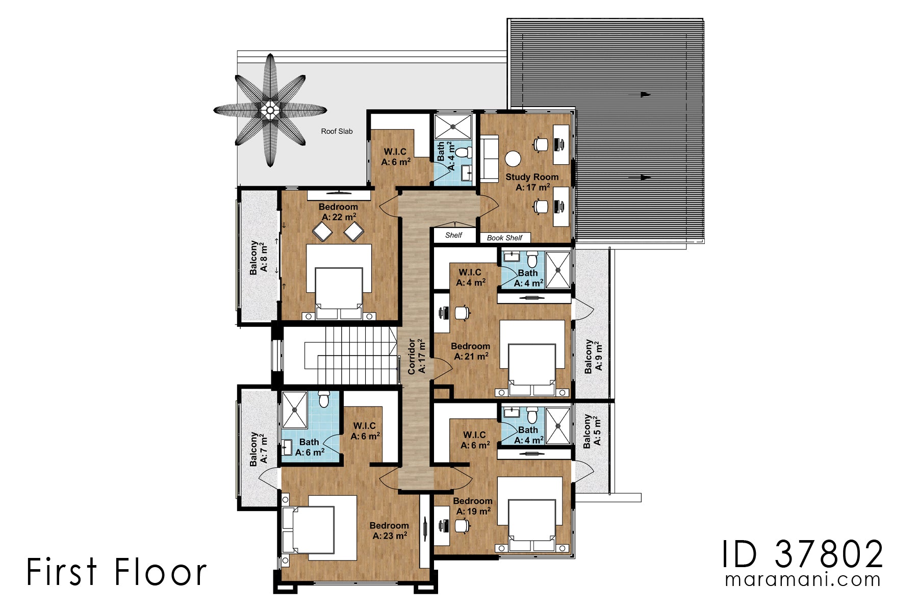 Modern house plan 7 bedrooms - ID 37802