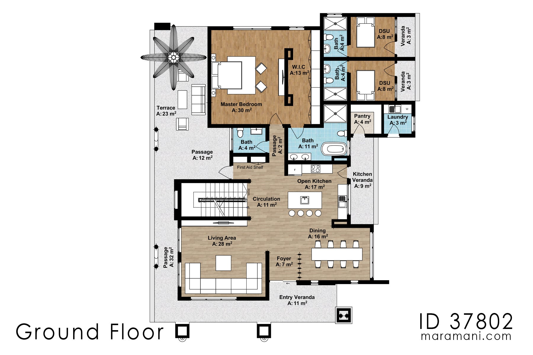 Modern house plan 7 bedrooms - ID 37802