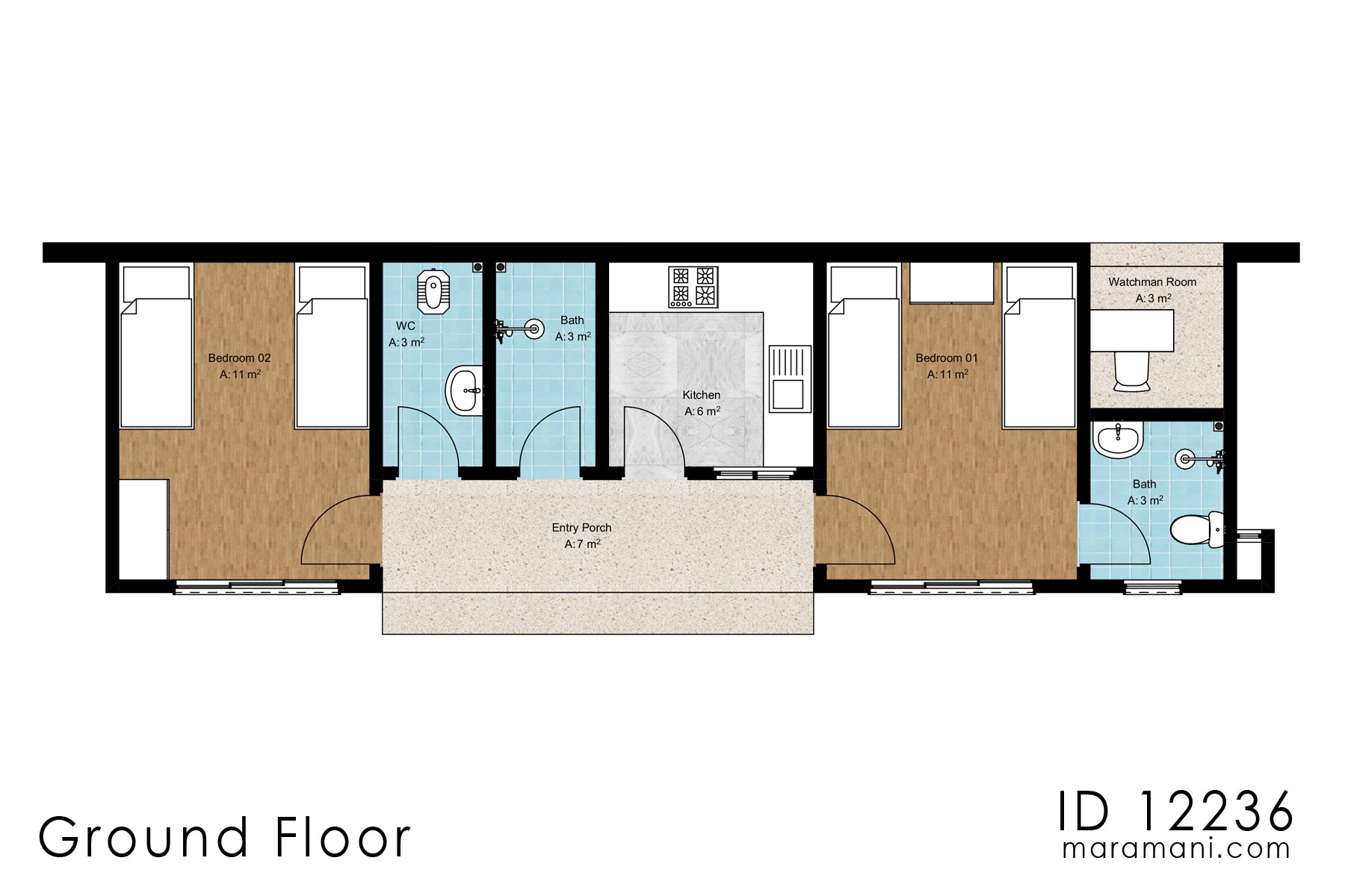 Staff Quarters Plan - ID 12236