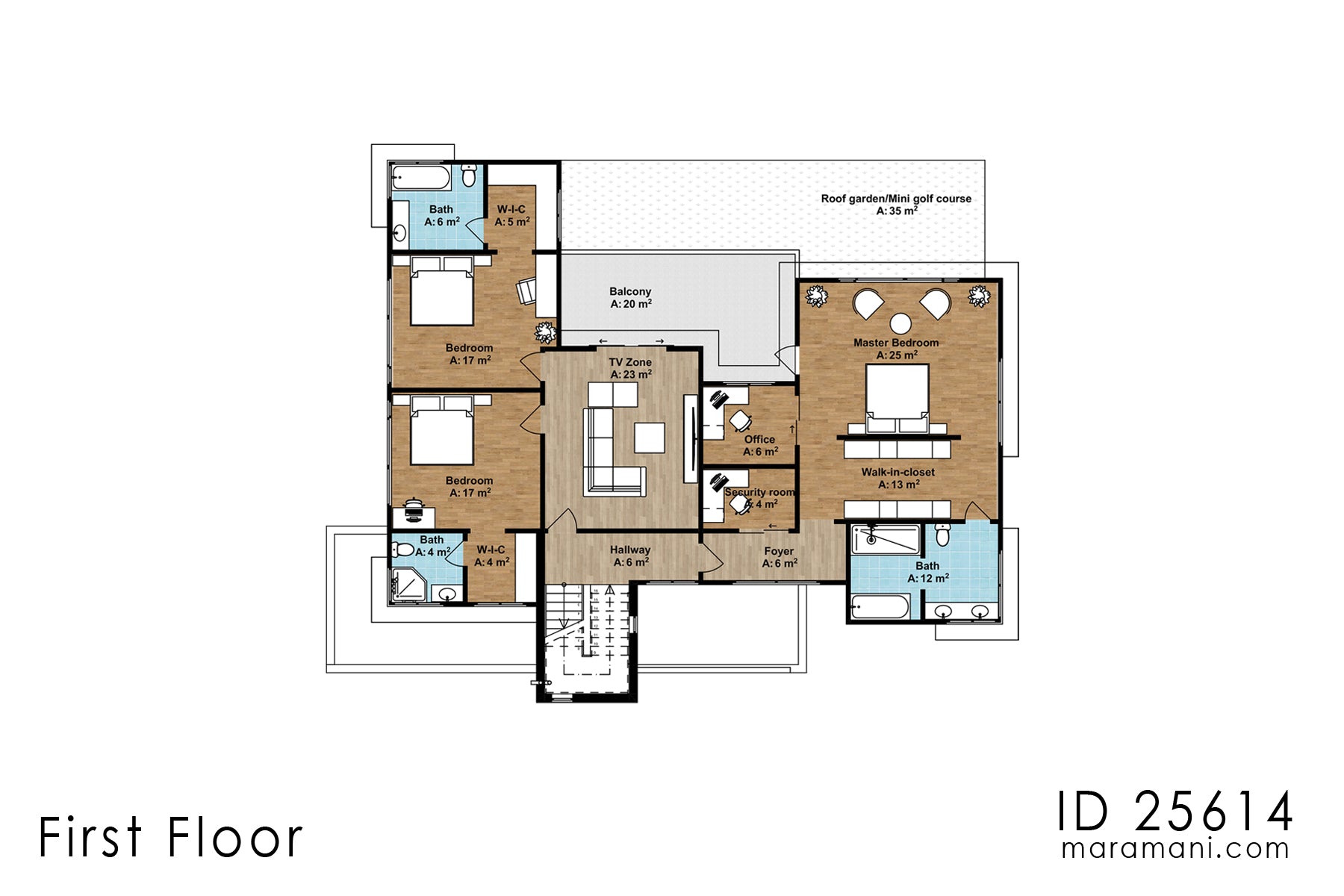 Two-storey 5 bedroom house plan - ID 25614