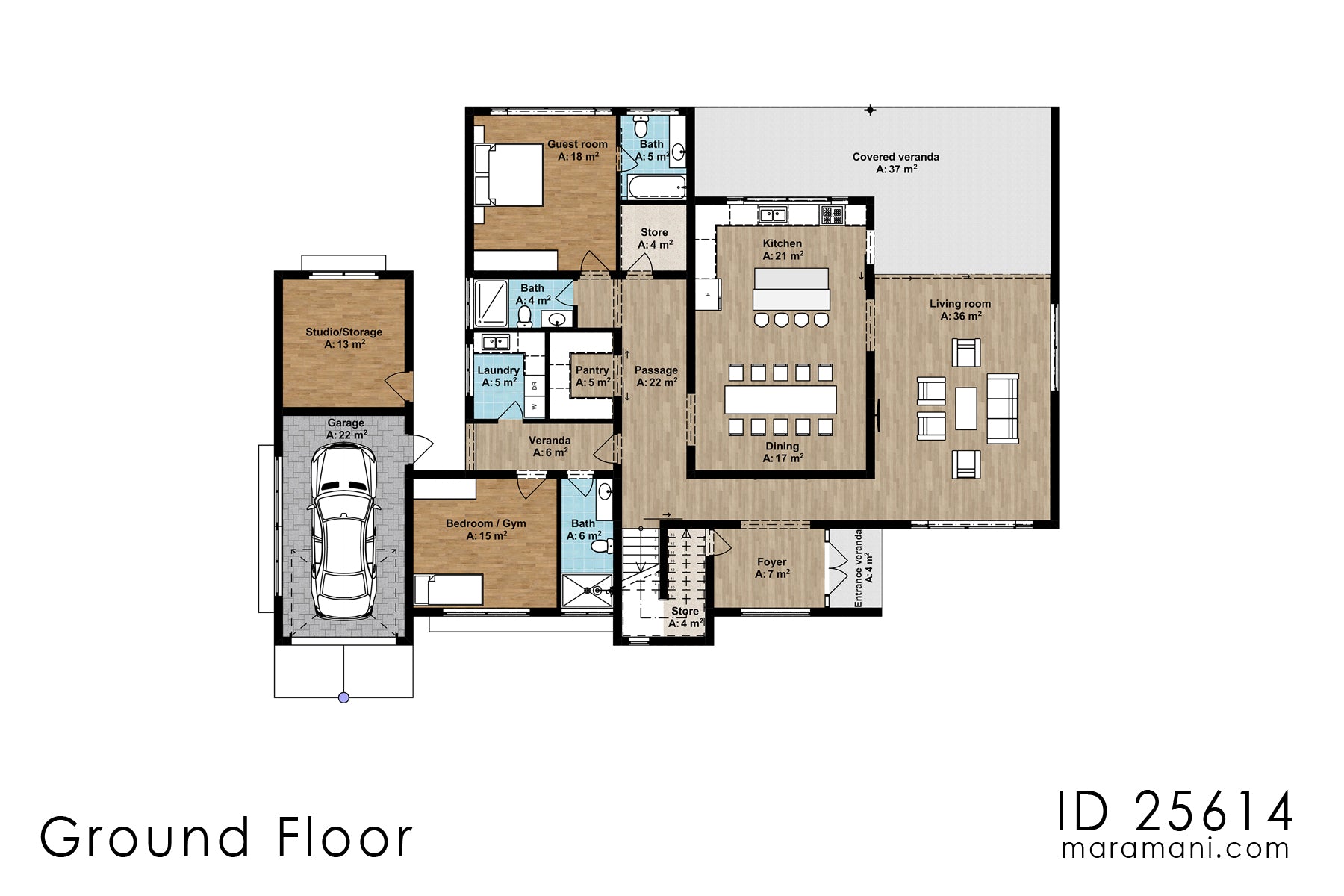 Two-storey 5 bedroom house plan - ID 25614