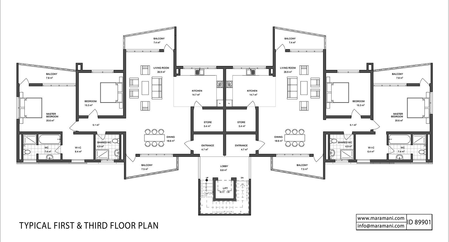 12 flat apartment block - ID 89901