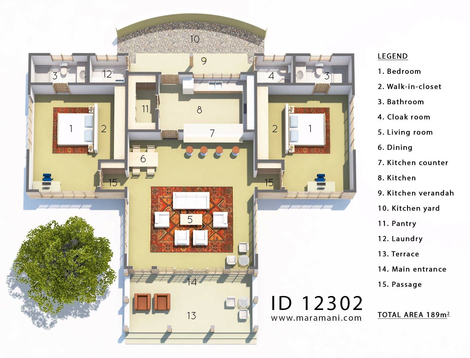 2 bedroom house plan - ID 12302