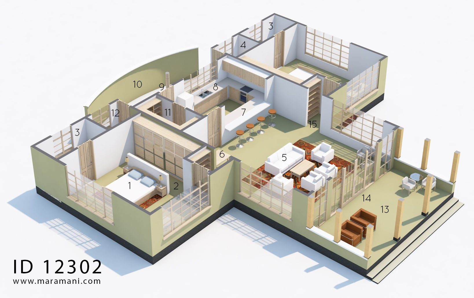 2 bedroom house plan - ID 12302