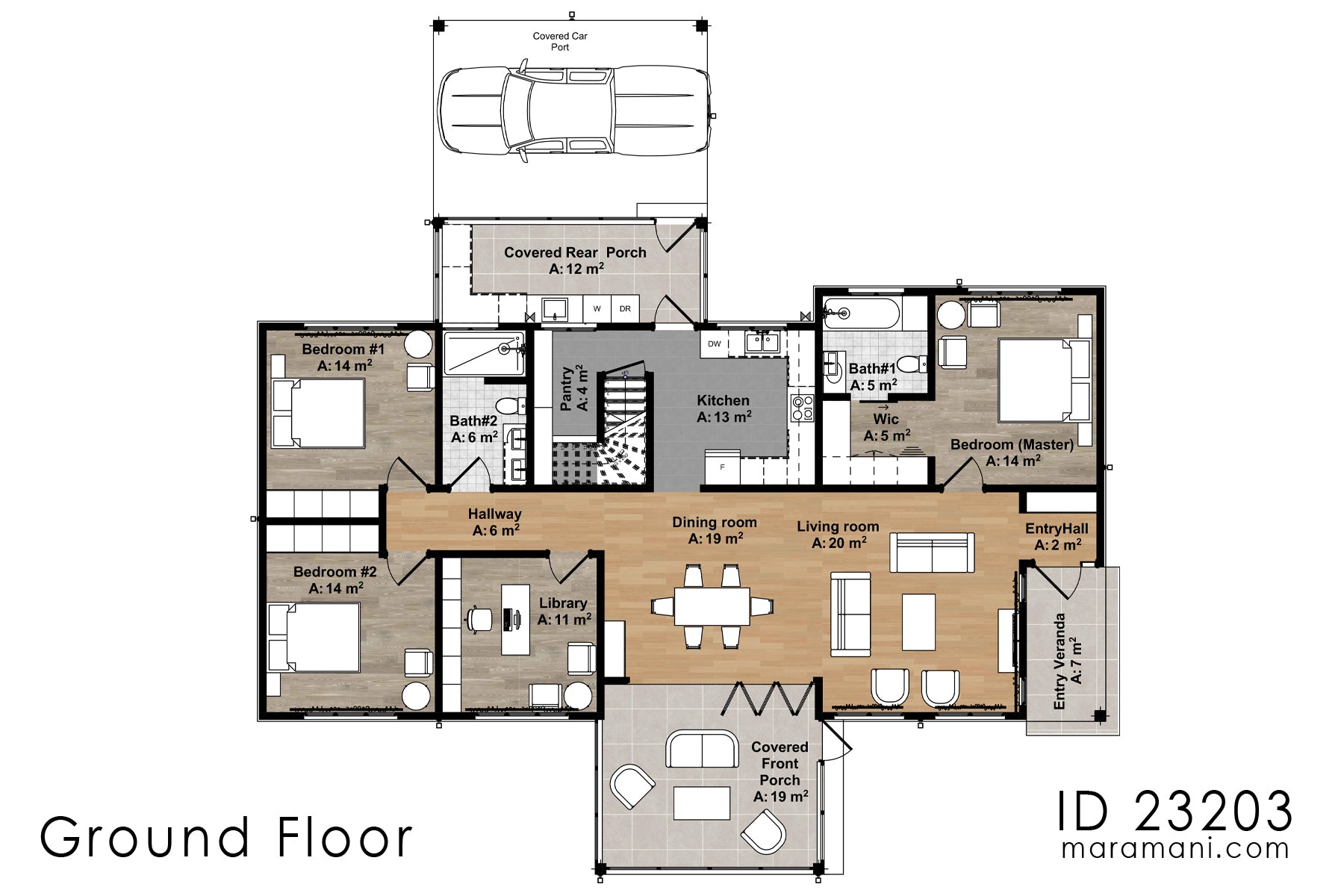 3 Bedroom 2 story House Plan - ID 23203