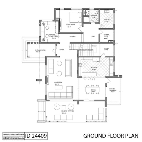 Modern 4 bedroom House Plan - ID 24409 - Designs by Maramani