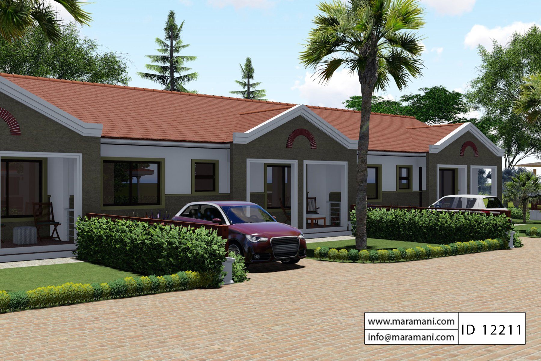 2 Bedroom Row House Plan - ID 12211