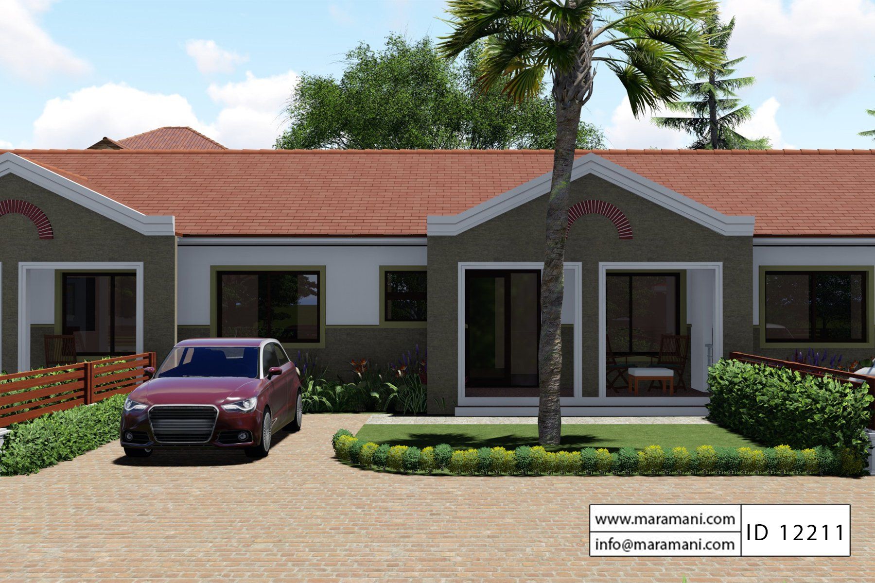 2 Bedroom Row House Plan - ID 12211