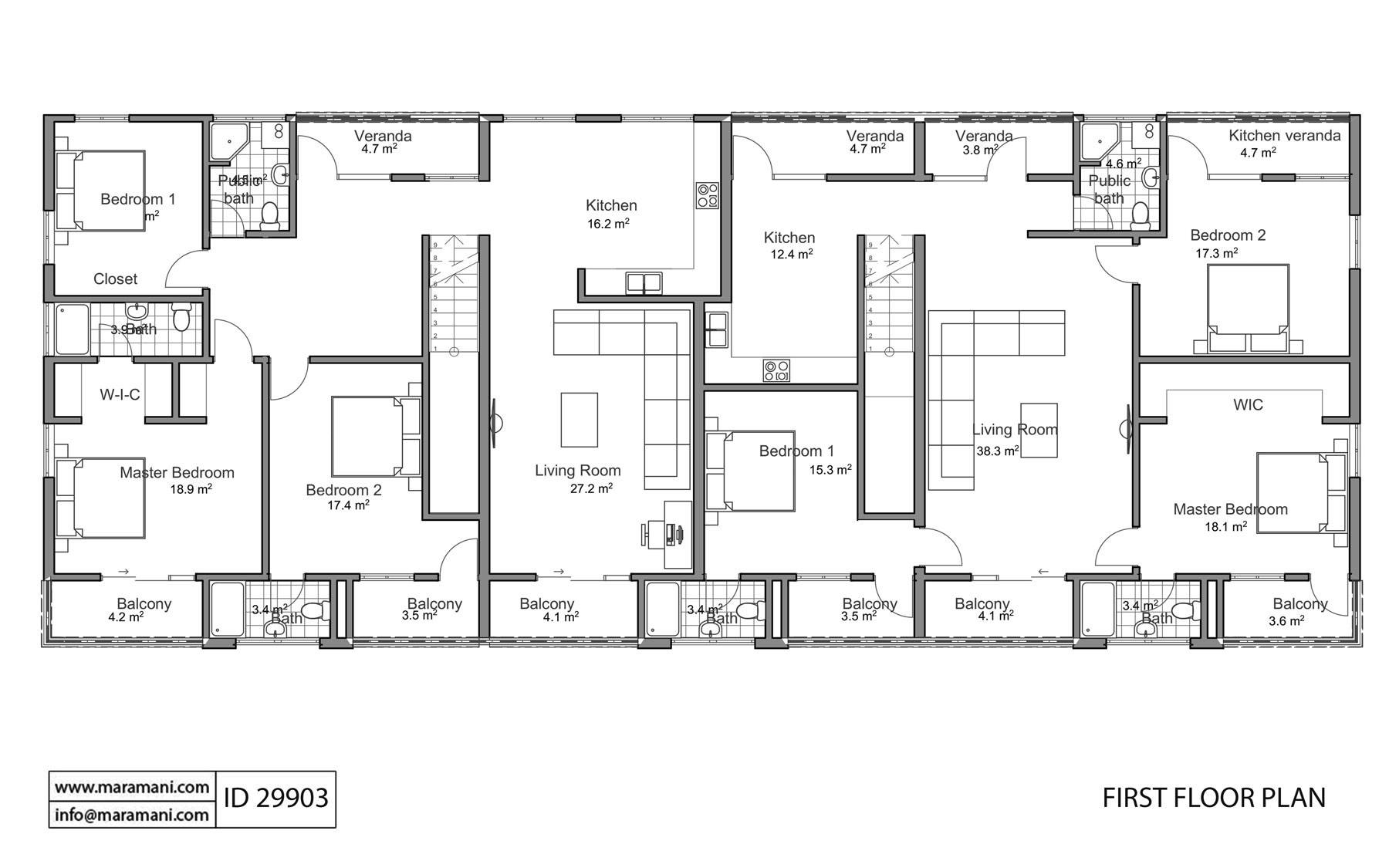 Apartment Building Floor Plan - ID 29903