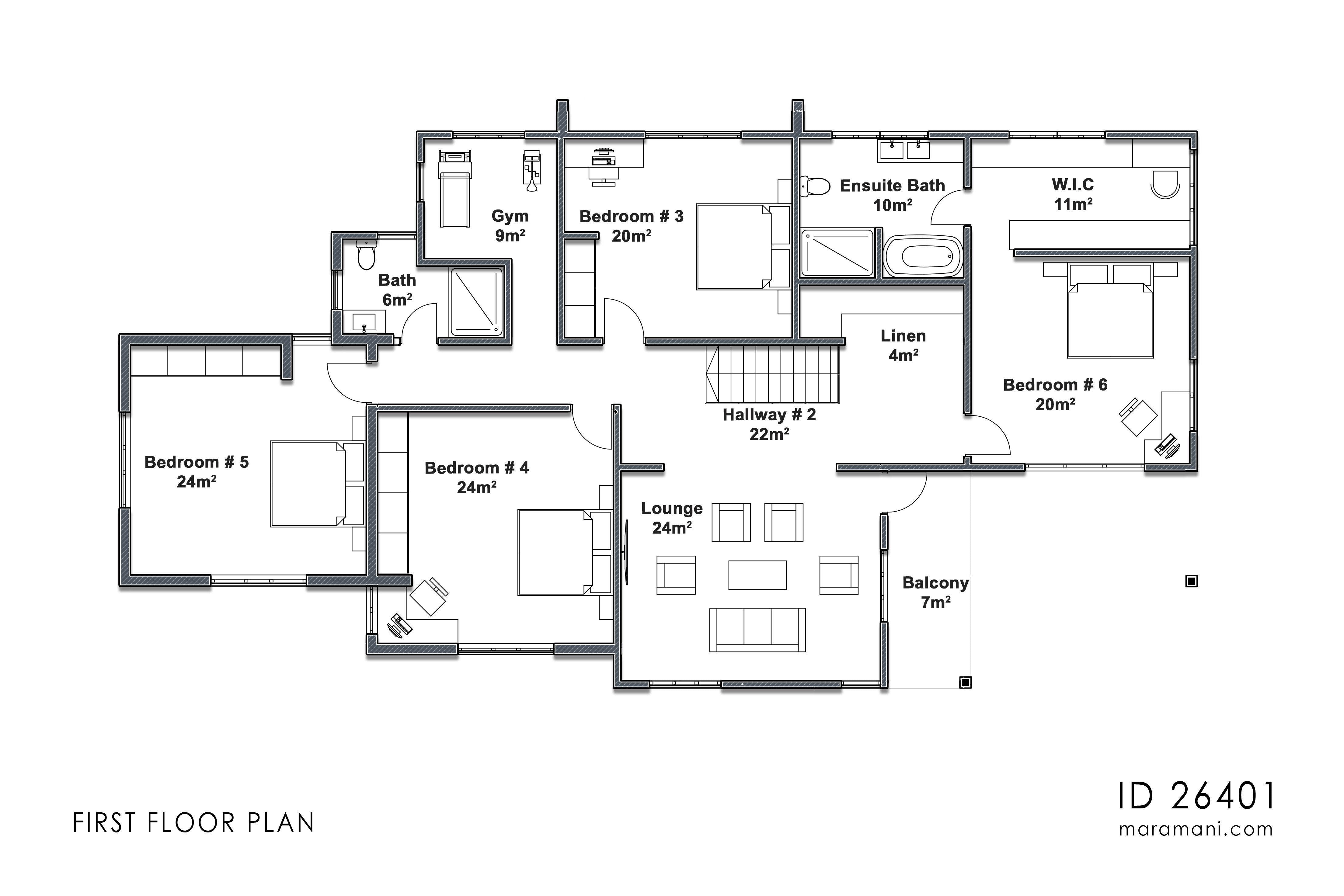 6 Bedroom house plan - ID 26401