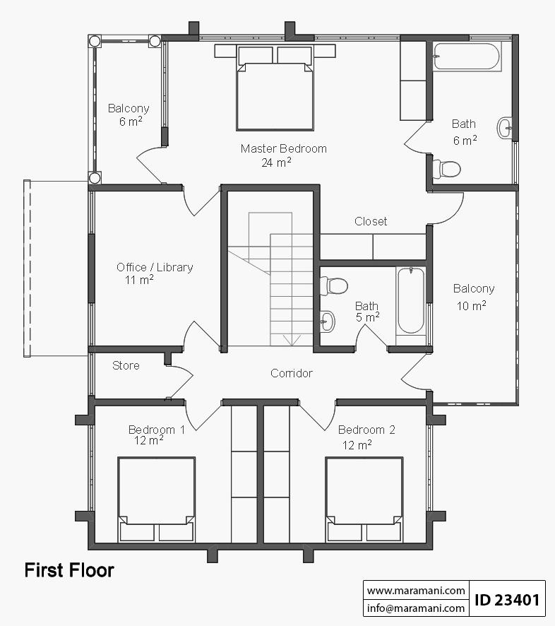 3 bedroom house plan - ID 23401
