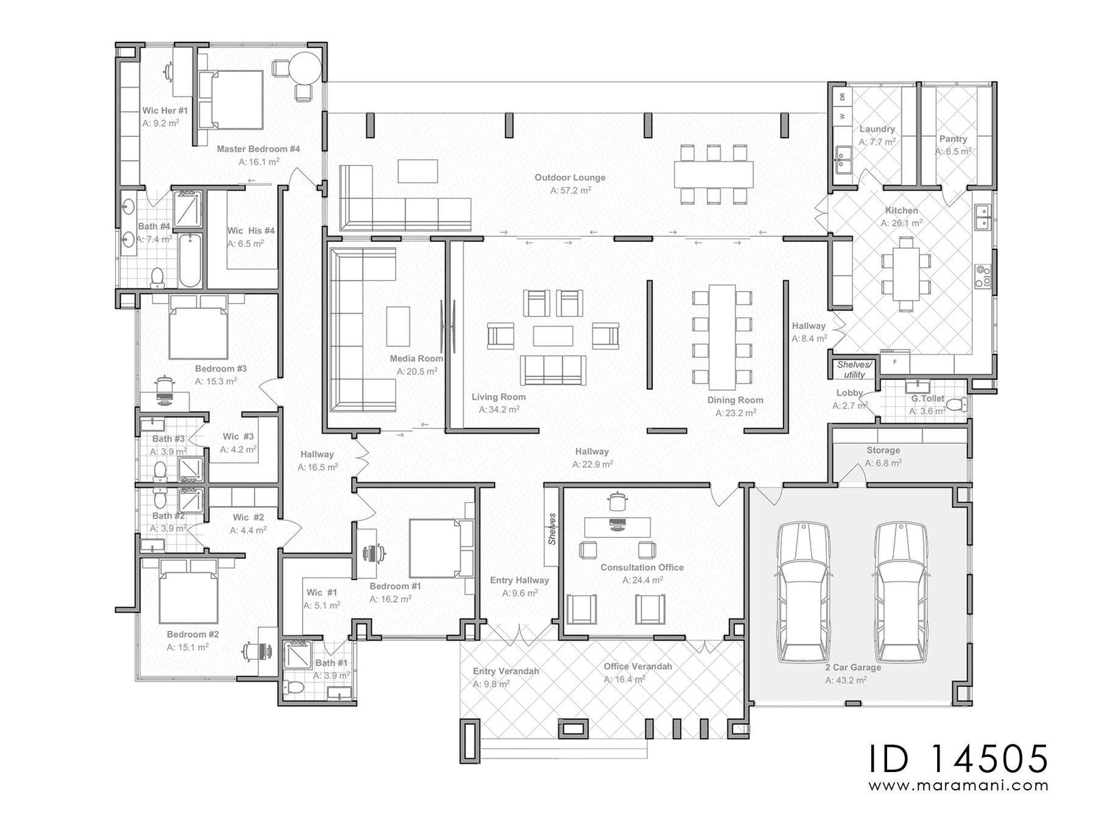 Bungalow 4 bedrooms - ID 14505