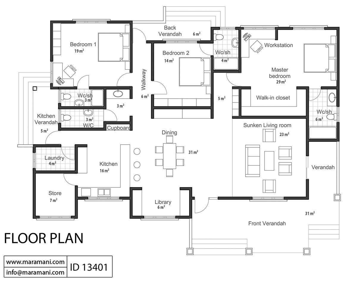 3 Bedroom House Plan - ID 13401