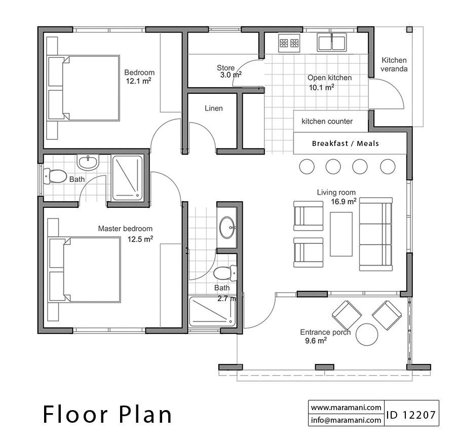 2 Bedroom House Plan - ID 12207
