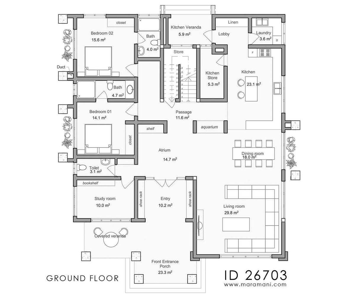 6 Bedroom Bungalow House Plan - 26703 - Maramani.com