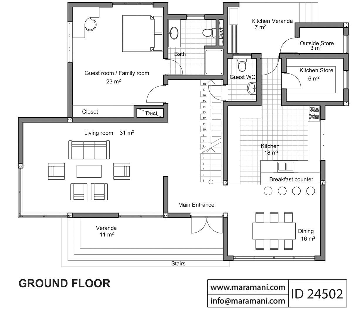 4 Bedroom Modern House Plan - ID 24502