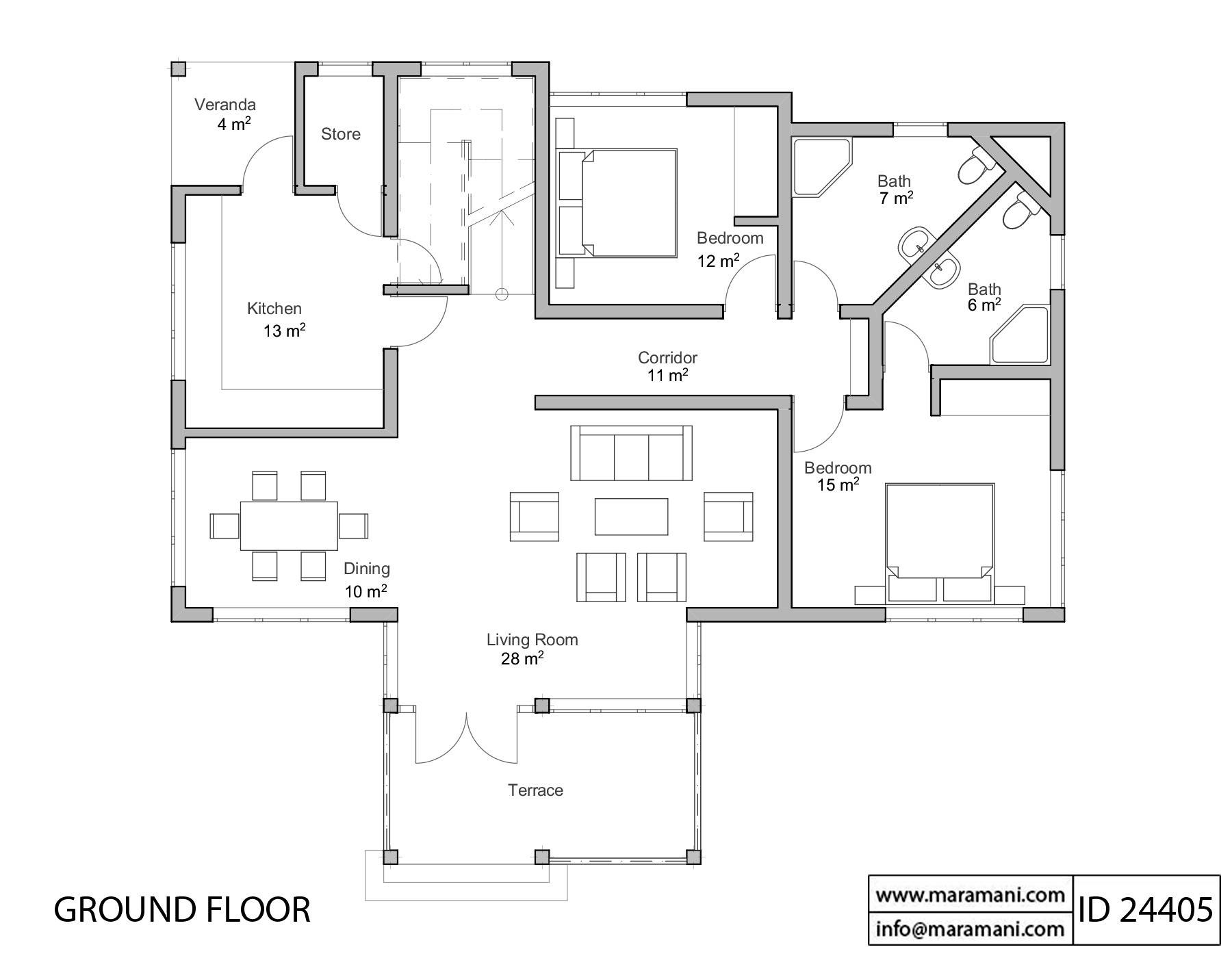 Four Bedroom Villa Plan - ID 24405