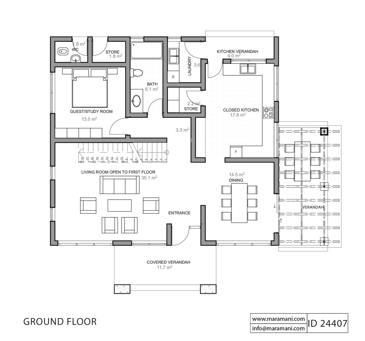 Four Bedroom House Plan - ID 24407