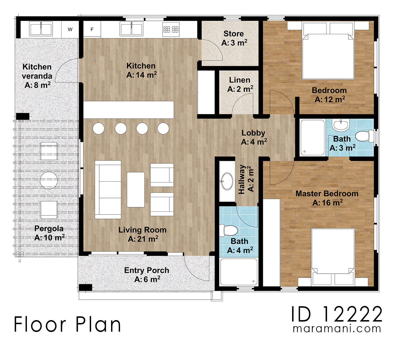 Small 2 Bedroom House Plan - ID 12222