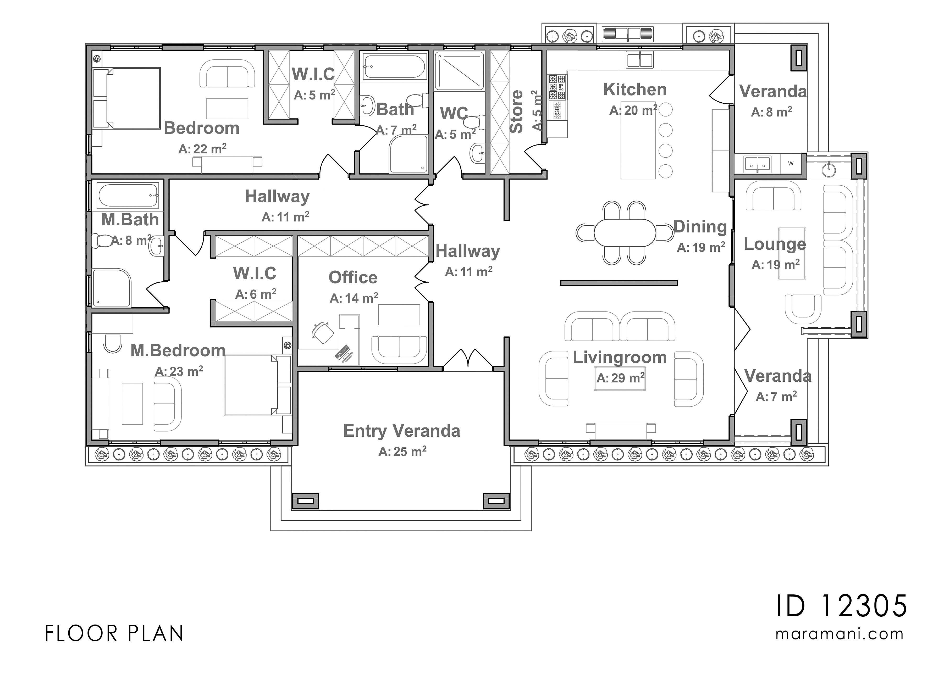 2 bedroom  house design - ID 12305